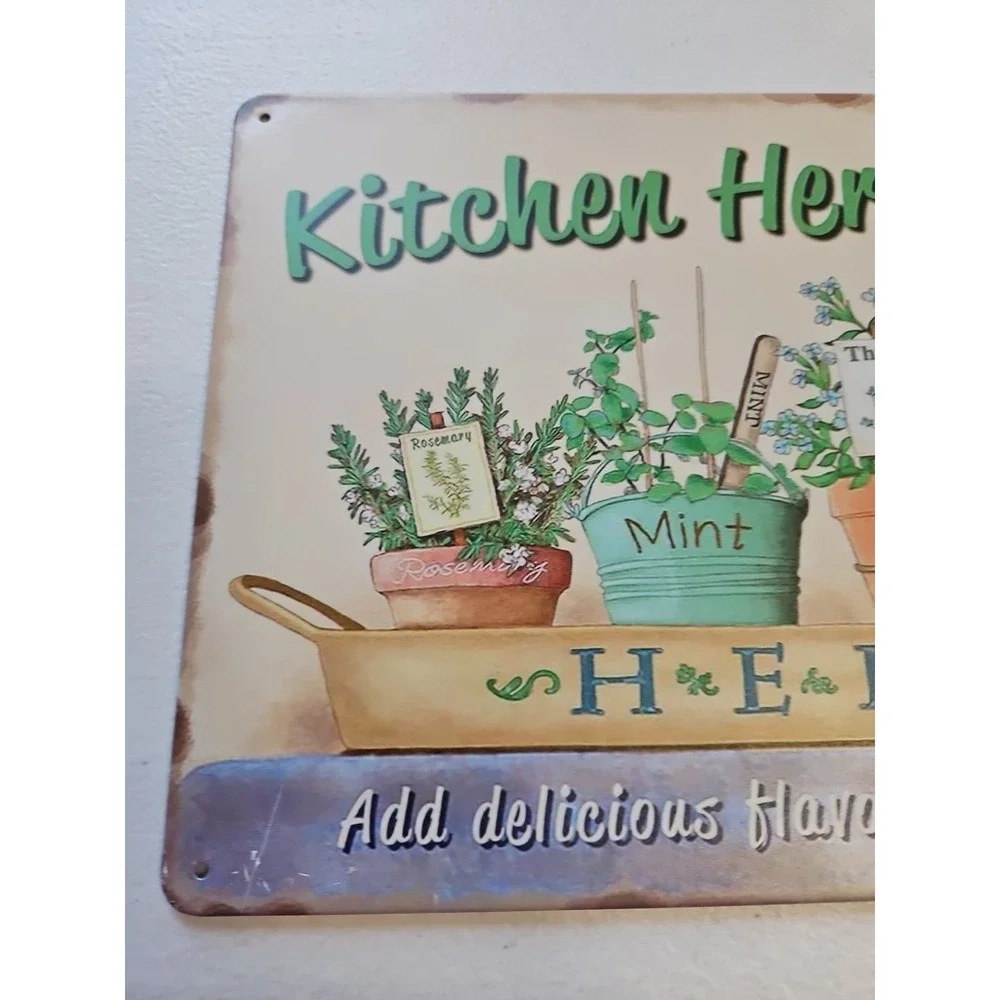 Kitchen Herb Garden Rustic-looking Metal‎ Sign Cooking 8X12